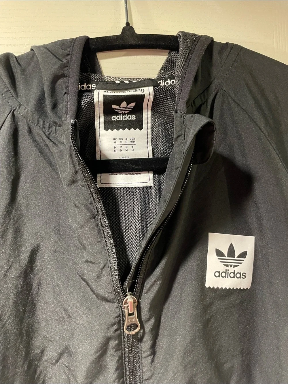adidas Black White and Gray Windbreaker Jacket with Hood